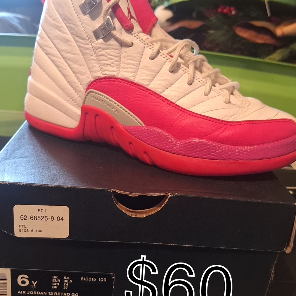 Air Jordan 12 Retro GS White and Red Sneakers
